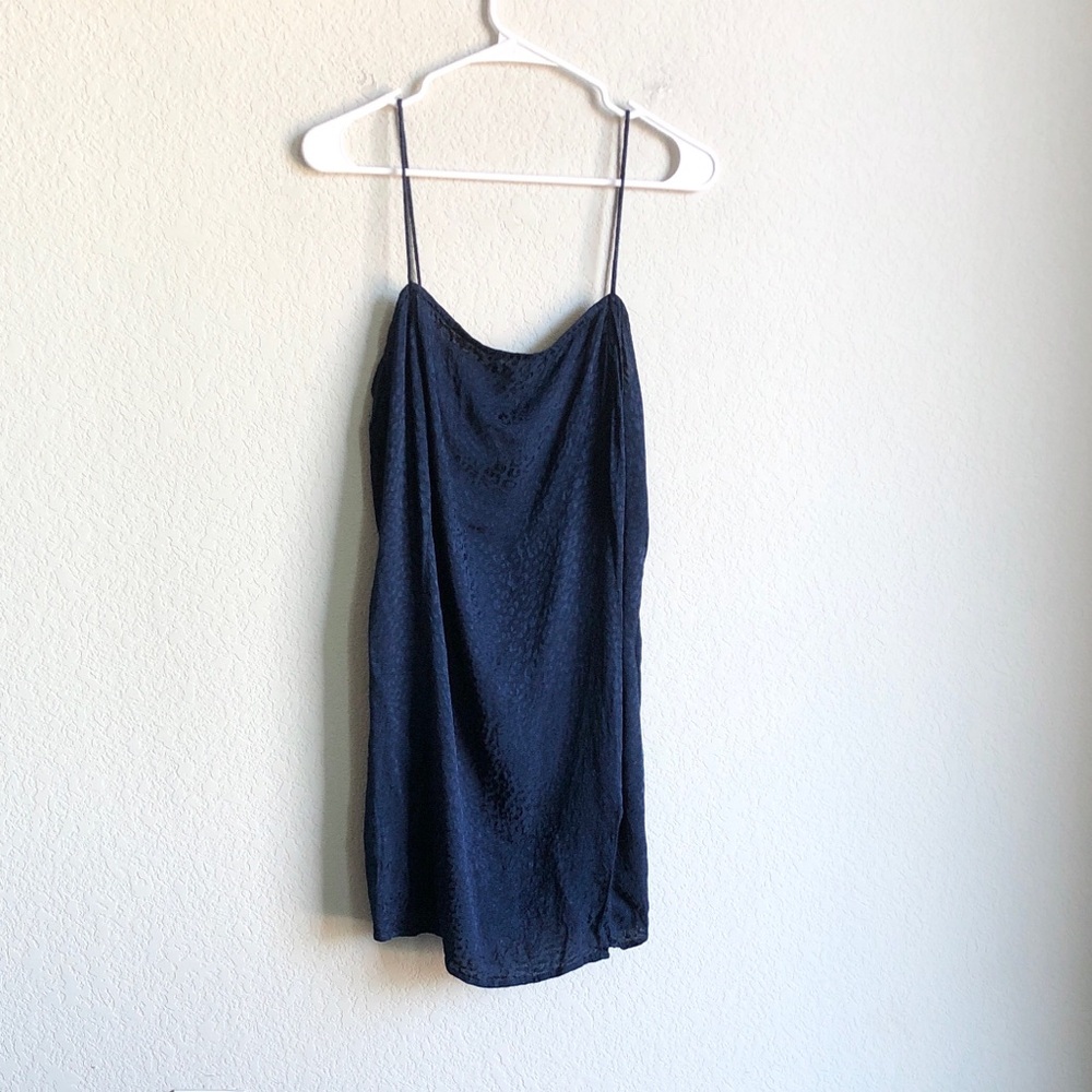 Motel Rocks Satin Animal Print Slip Dress Navy Blue Nightie